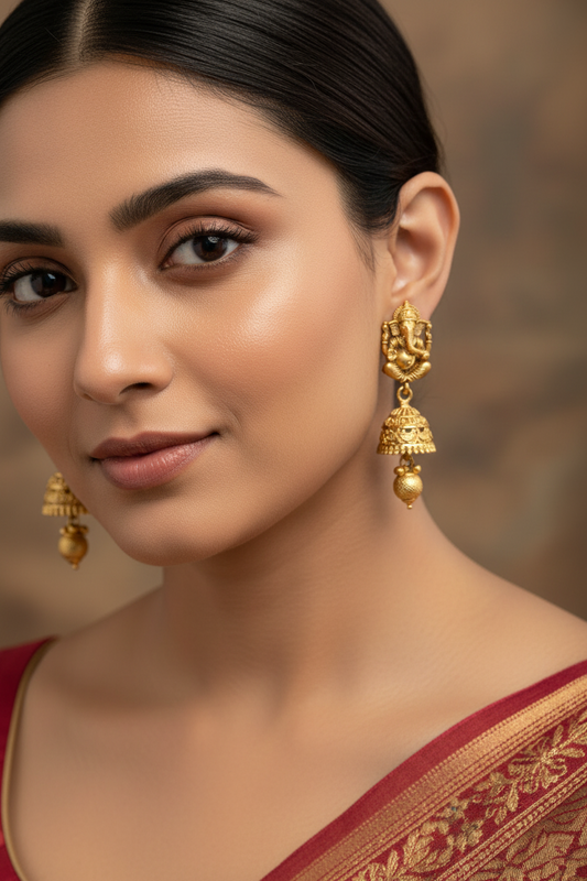 Lord Ganesha Gold Jhumkis