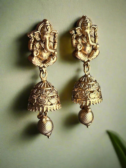 Lord Ganesha Gold Jhumkis