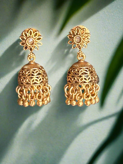 Intricate Gold Jhumkis