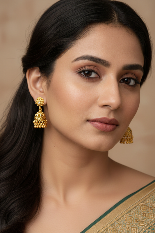 Intricate Gold Plated Jhumkis