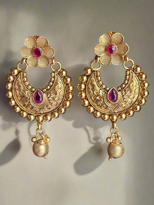 Antique Gold Plated Crescent Earrings