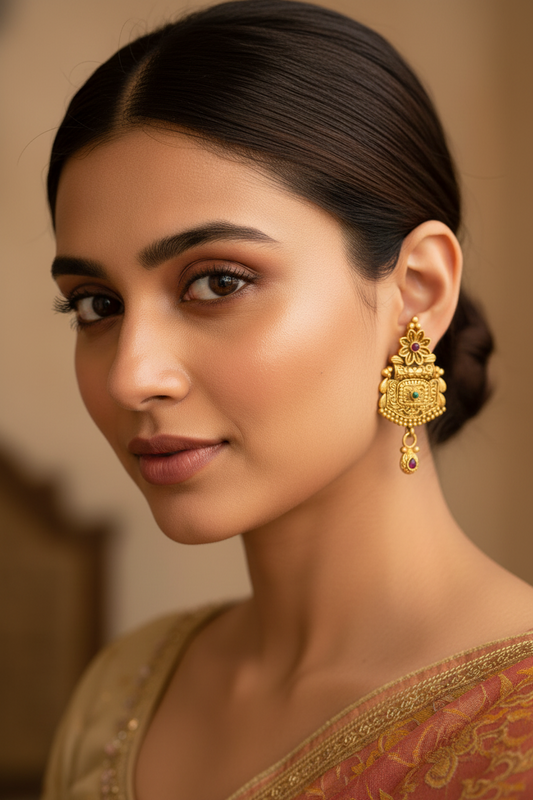 Antique Gold Plated Dangler Earrings