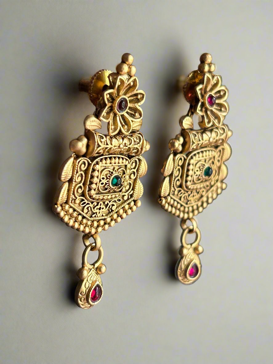 Antique Gold Plated Dangler Earrings