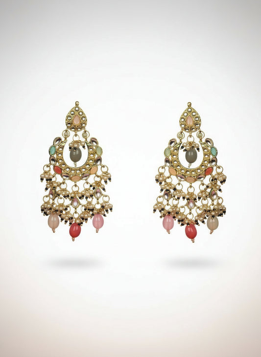 Kundan Chandbali Colourful Beads