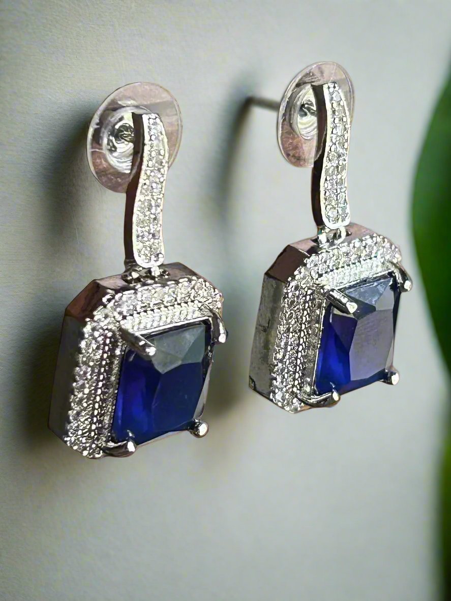 Blue Sapphire and AD Dangler Earrings