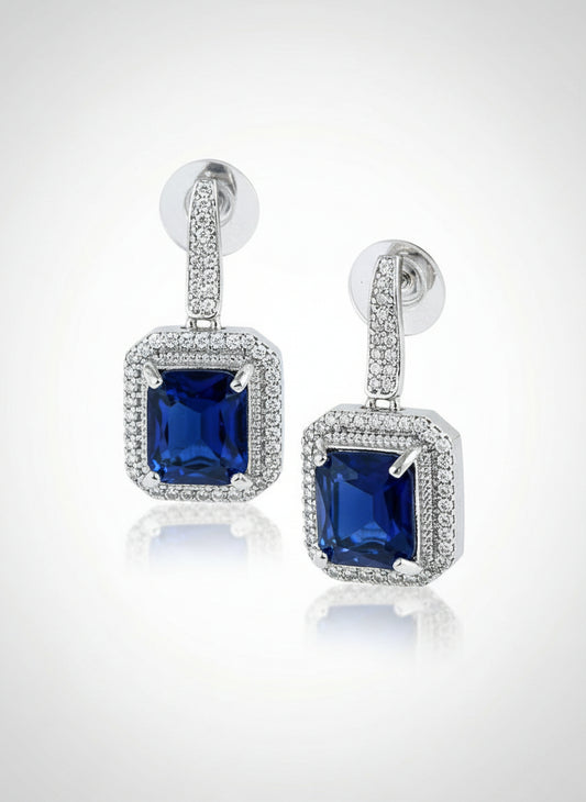 Blue Sapphire and AD Dangler Earrings