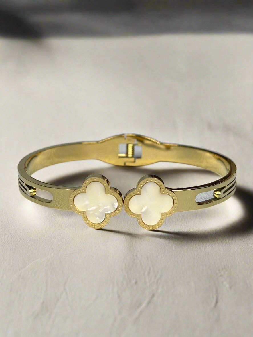 Gold Plated Double Quatrefoil  Bracelet