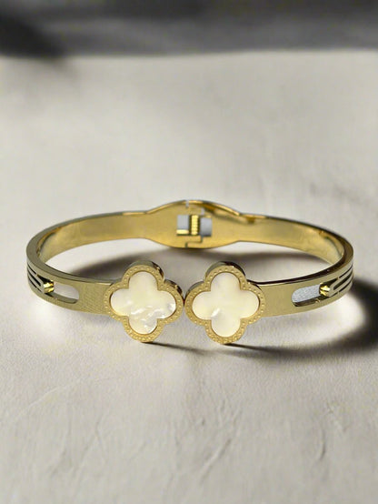 Gold Plated Double Quatrefoil  Bracelet