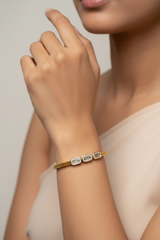 Gold Plated Cluster AD Bracelet