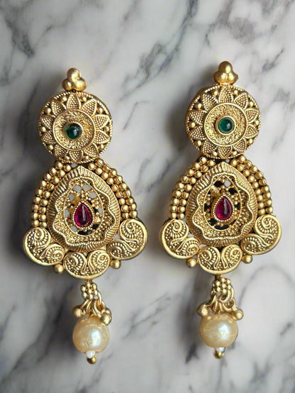 Antique Gold Plated Dangler Earrings