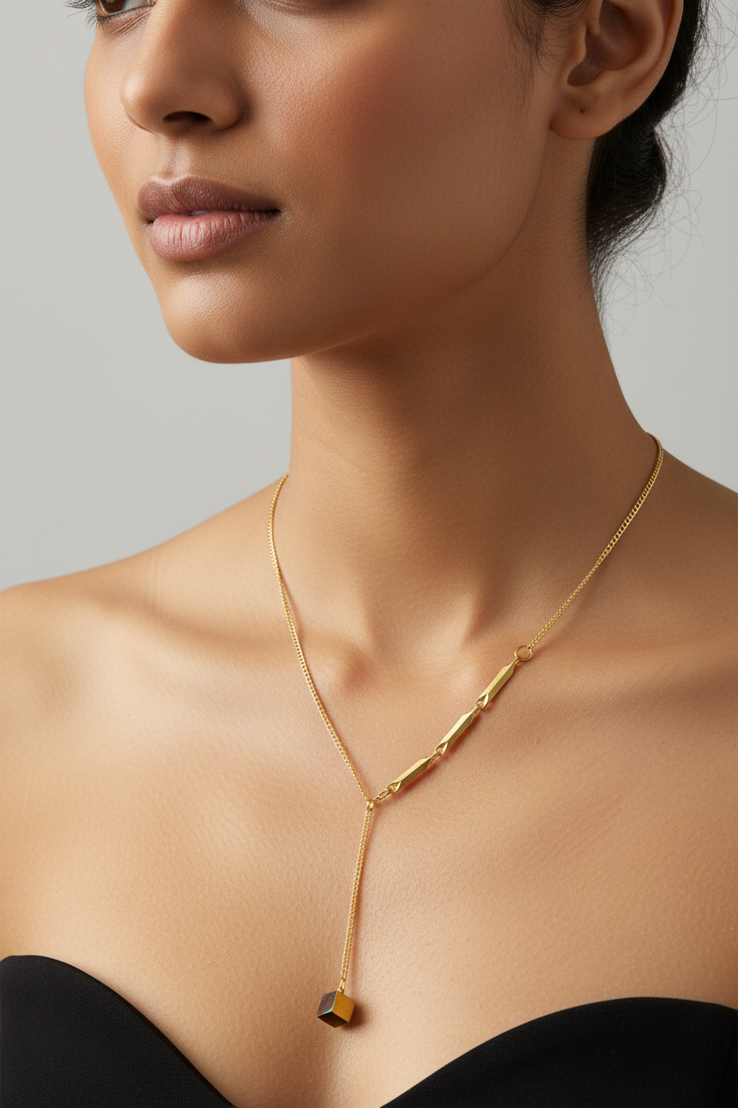 Gold Plated Cube Pendant