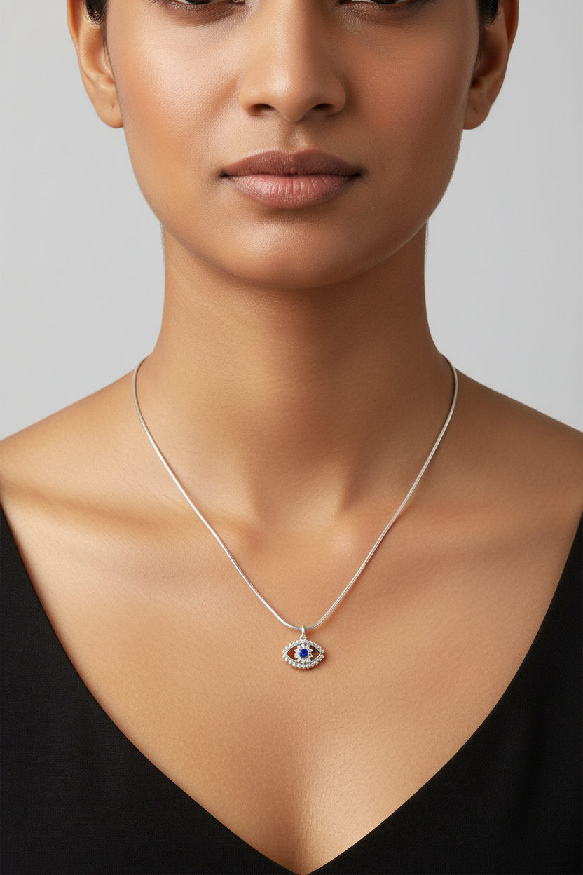 Silver Plated Evil Eye Pendant