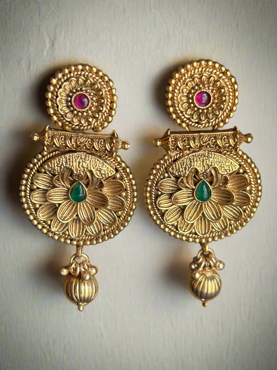 Antique Gold Plated Dangler Earrings