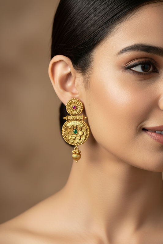 Antique Gold Plated Dangler Earrings
