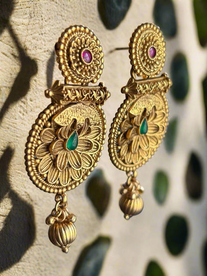 Antique Gold Plated Dangler Earrings