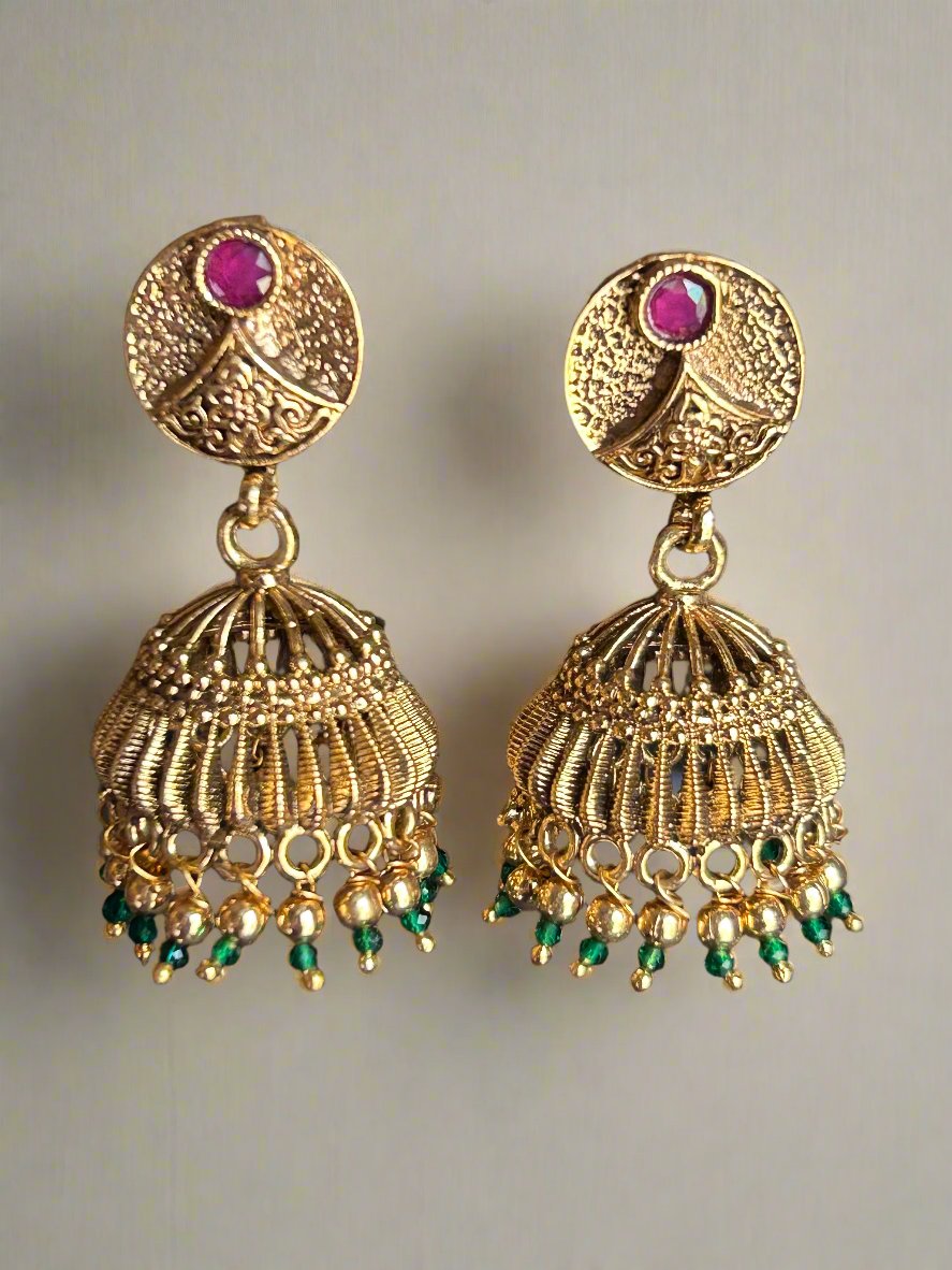 Antique Gold Plated Jhumkis