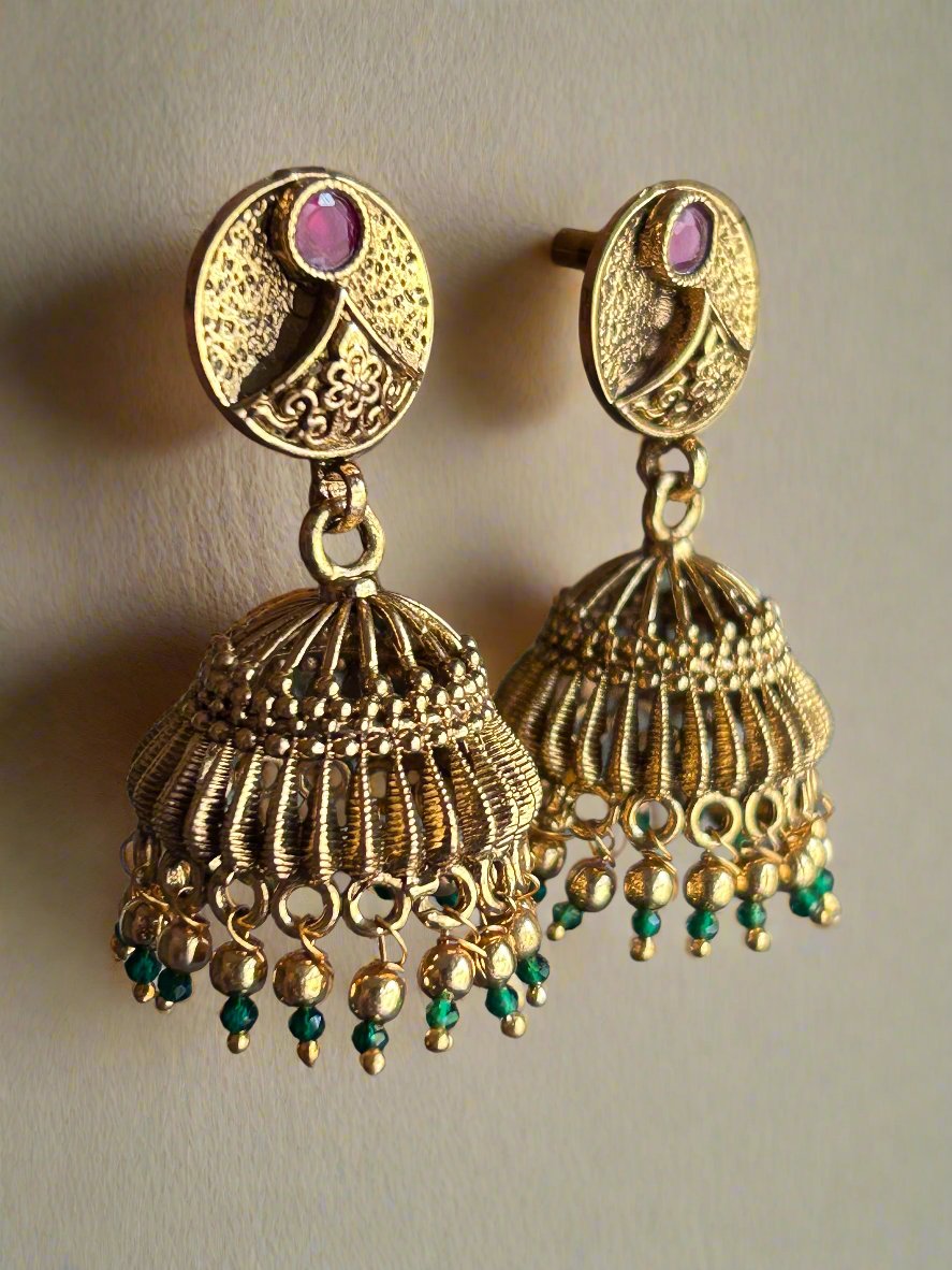 Antique Gold Plated Jhumkis