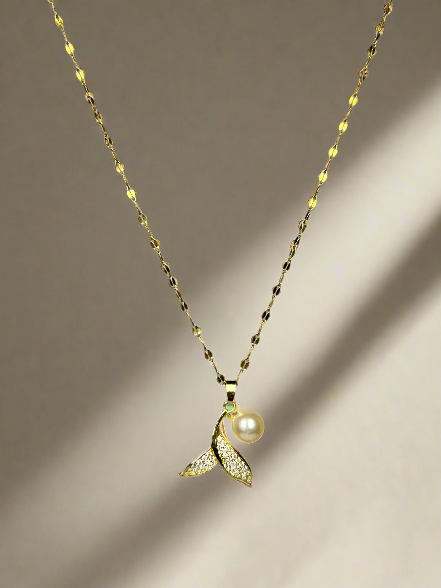 Gold Plated Pearl and AD Pendant