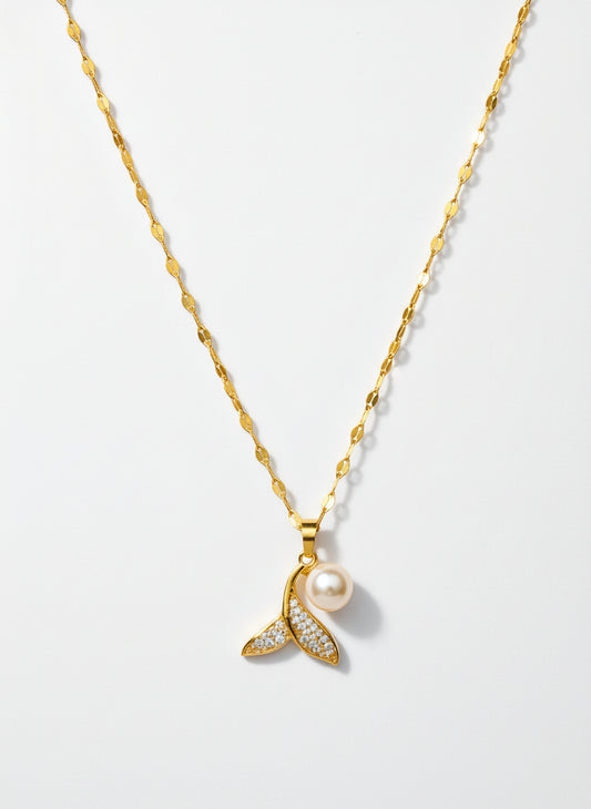 Gold Plated Pearl and AD Pendant