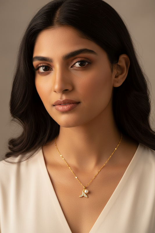 Gold Plated Pearl and AD Pendant