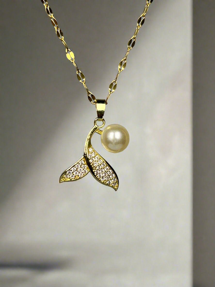 Gold Plated Pearl and AD Pendant