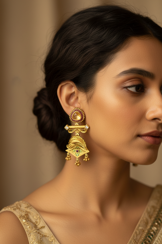 Magnificent Gold Plated Dangler Earrings
