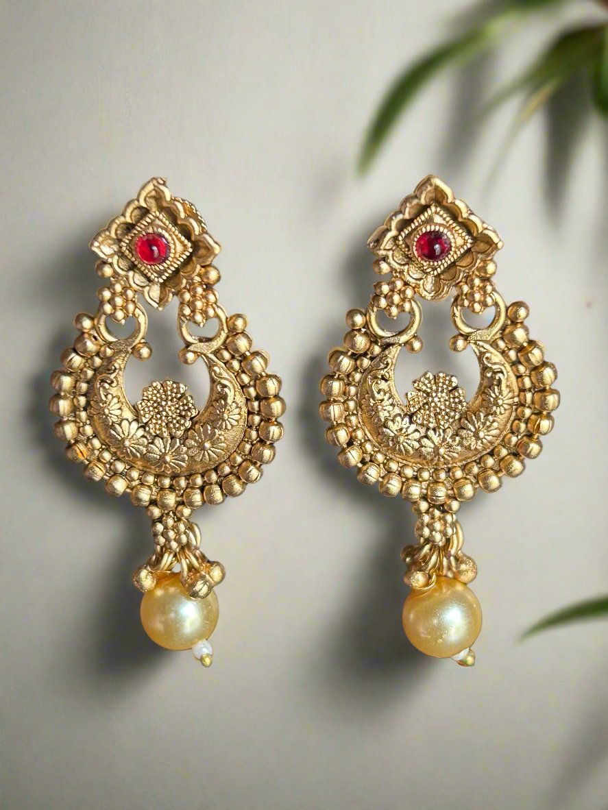 Antique Gold Plated Dangler Earrings