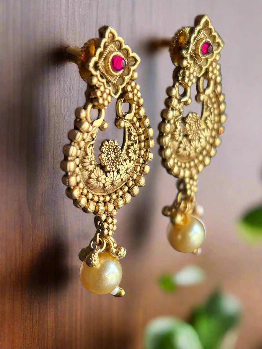 Antique Gold Plated Dangler Earrings