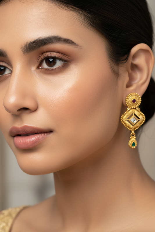 Antique Gold Plated Drop Earrings