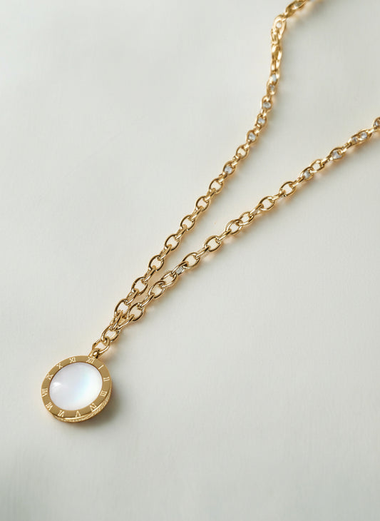 Rose Gold Round Shell Pendant