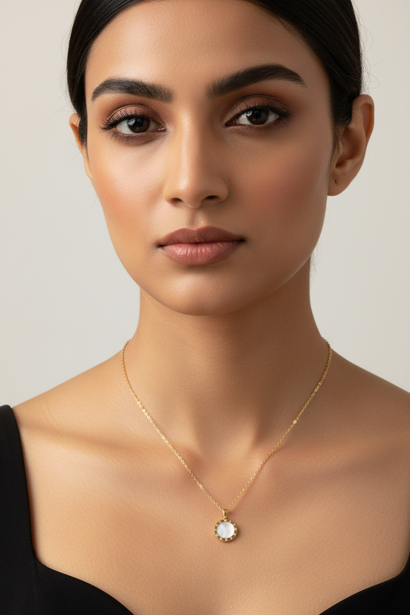 Rose Gold Round Shell Pendant