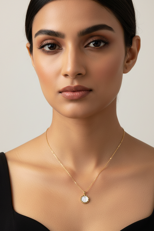 Rose Gold Round Shell Pendant