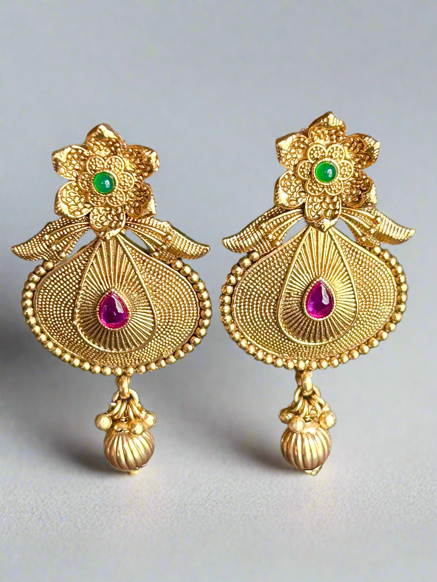 South-Indian Inspired Gold Plated Earrings