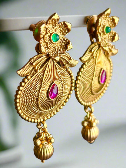 South-Indian Inspired Gold Plated Earrings