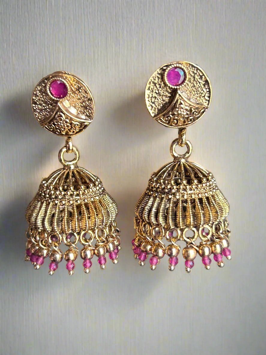 22K Gold Ruby & Pearls Jhumkas (25.25G) - Queen of Hearts Jewelry