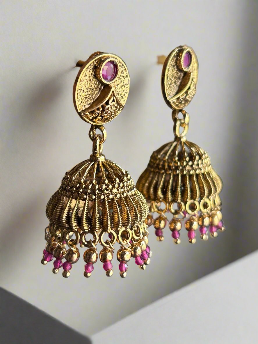 Antique Gold Plated Jhumkis