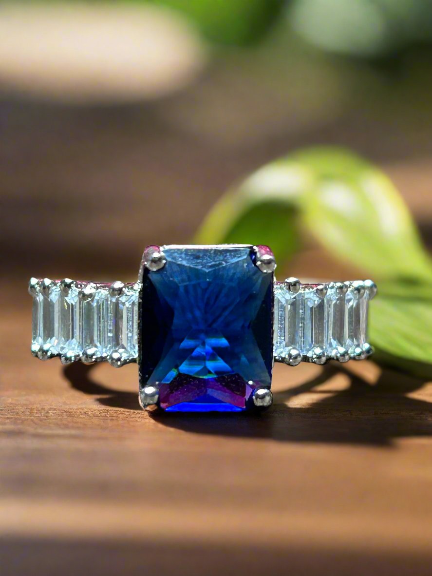 Cluster AD with Blue Sapphire Ring