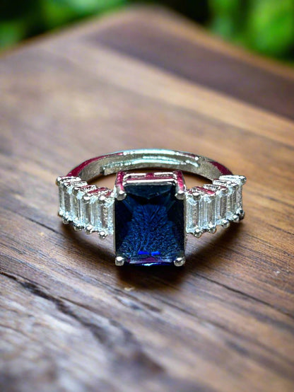 Cluster AD with Blue Sapphire Ring