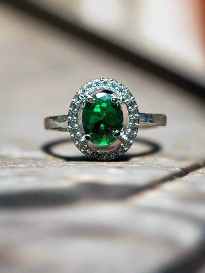 Cluster AD with Green Emerald Ring