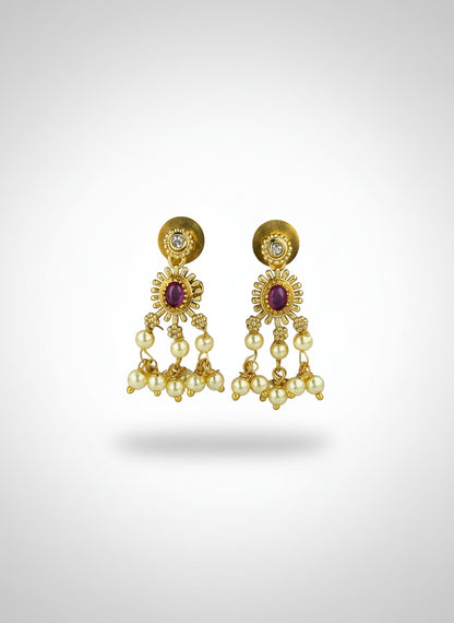 Meera Gold Plated Jewellery Set with pearls