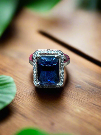 Cluster AD and Blue Sapphire Ring