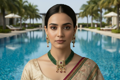 Saumya Antique Gold Plated Choker  Set