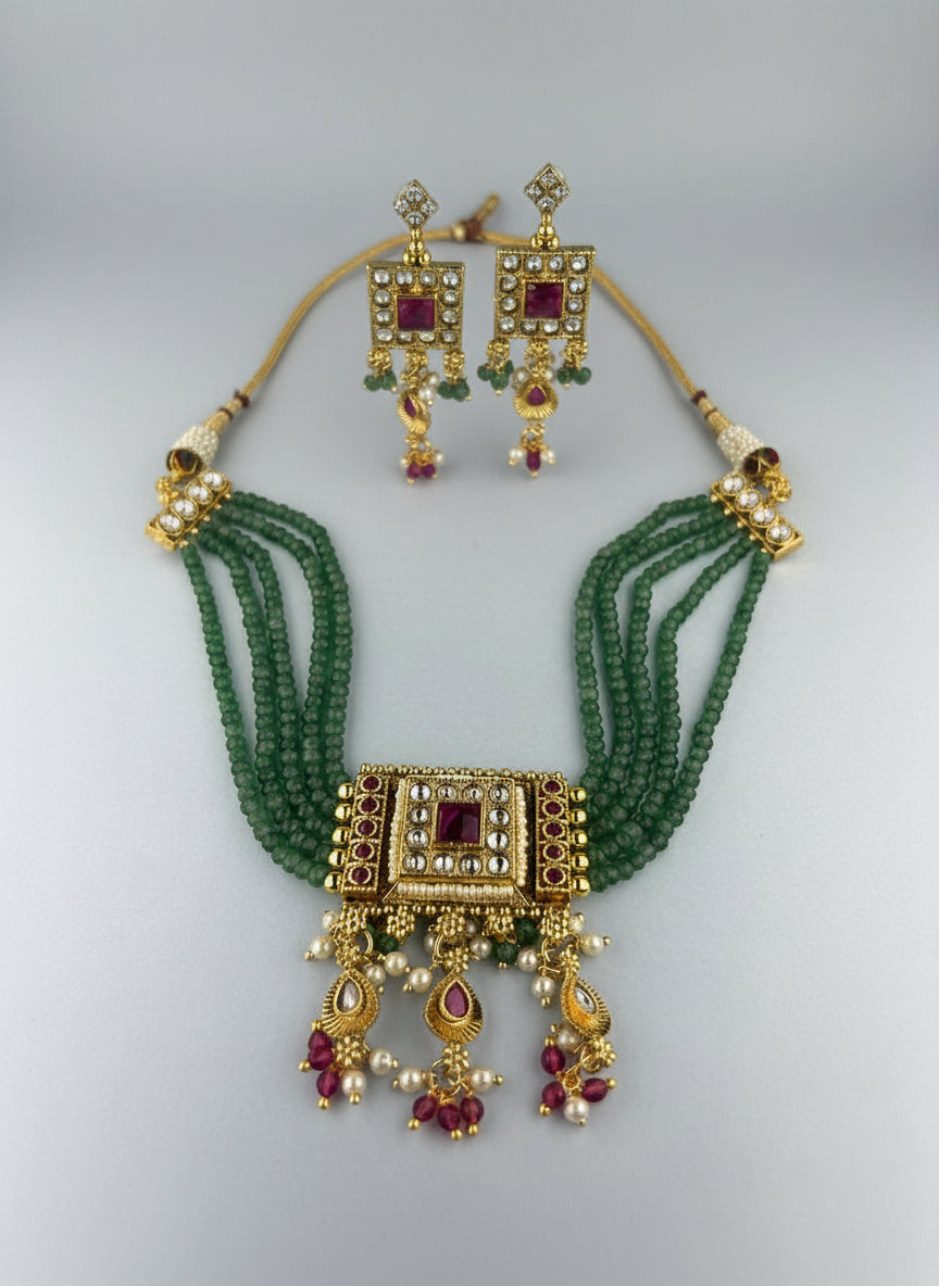 Saumya Antique Gold Plated Choker  Set