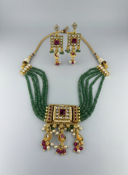 Saumya Antique Gold Plated Choker  Set