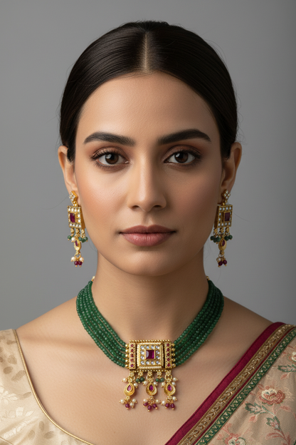 Saumya Antique Gold Plated Choker  Set