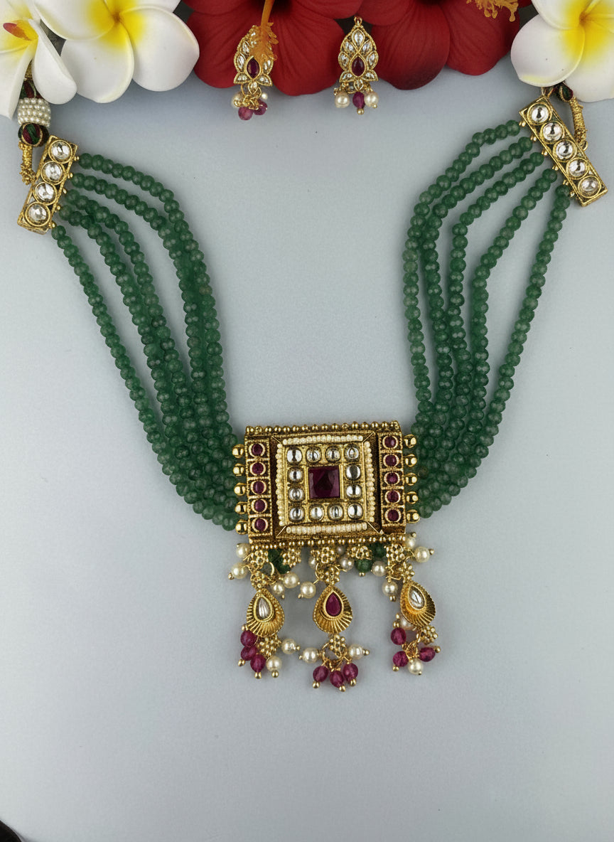 Saumya Antique Gold Plated Choker  Set