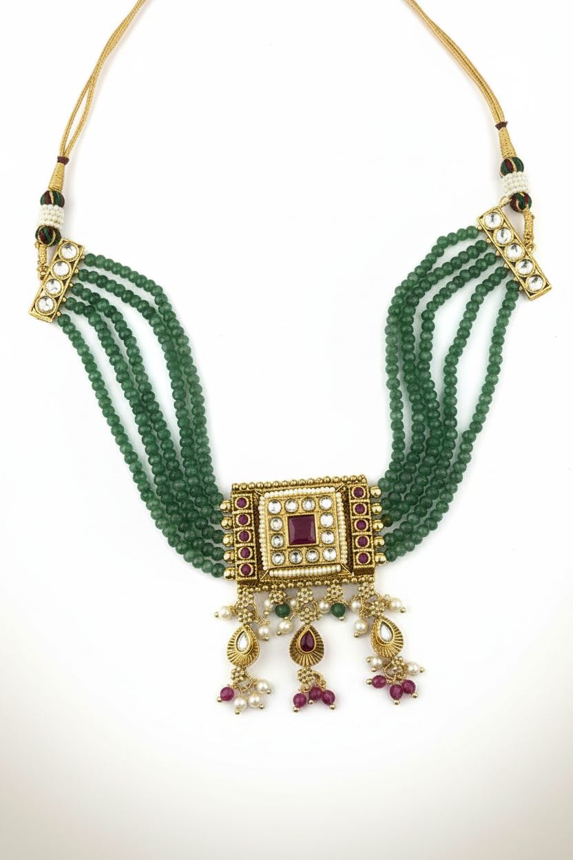 Saumya Antique Gold Plated Choker  Set