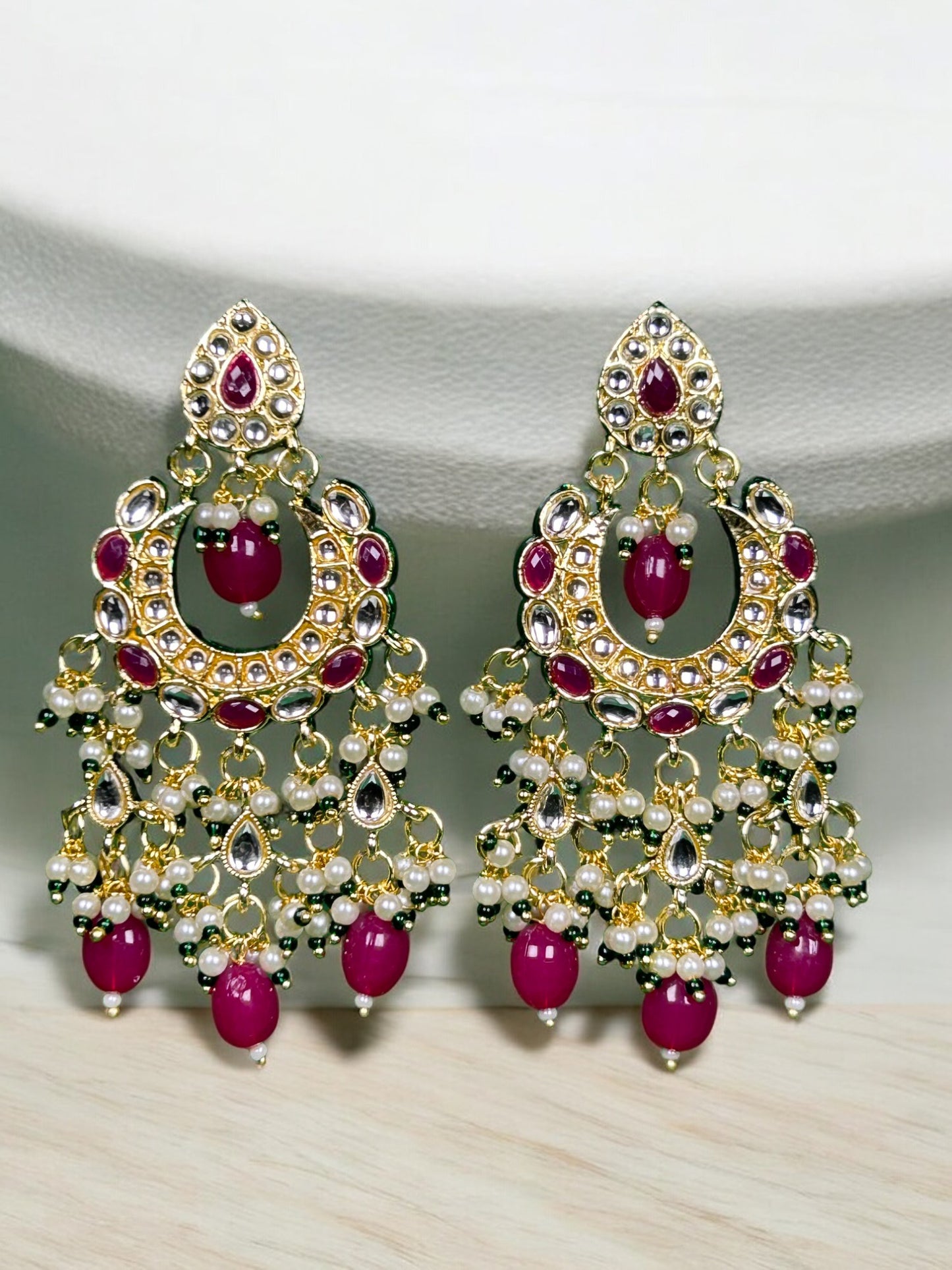 Kundan Chandbali with Ruby Red Beads