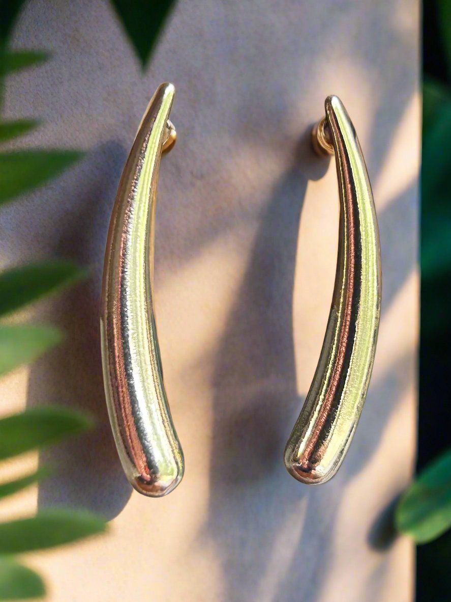 Gold Plated Bull Horn Earrings (Anti Tarnish)