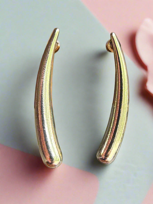 Gold Plated Bull Horn Earrings (Anti Tarnish)